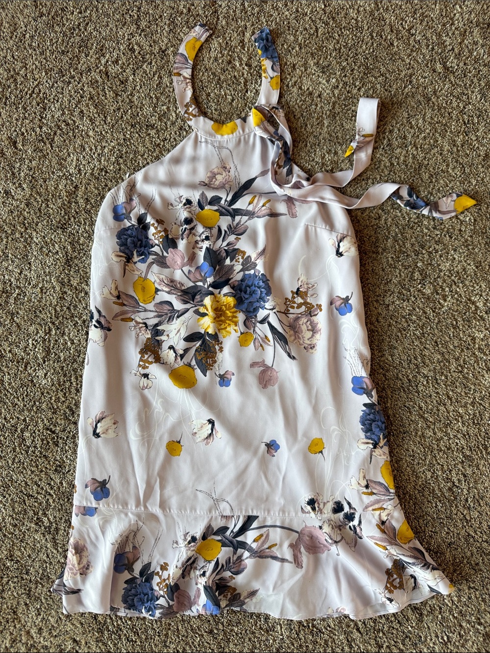 Chelsea28 Cream Floral Tie-Shoulder Dress with Yellow & Blue Blooms